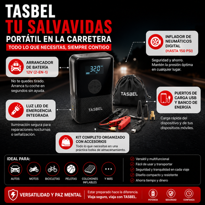 Partidor Arrancador e Inflador Compresor Portátil