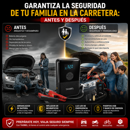 Partidor Arrancador e Inflador Compresor Portátil