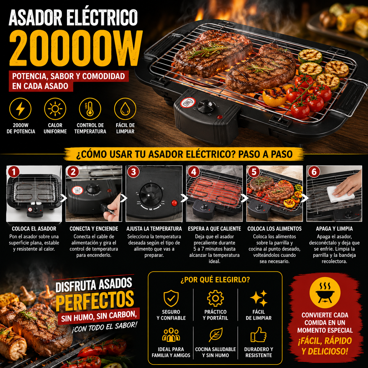 Asador Eléctrico 2000W