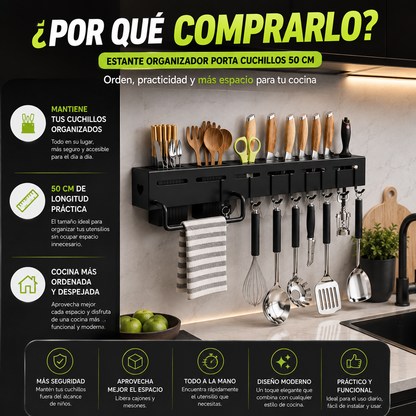 🔪 Estante Organizador Porta Cuchillos 50 cm