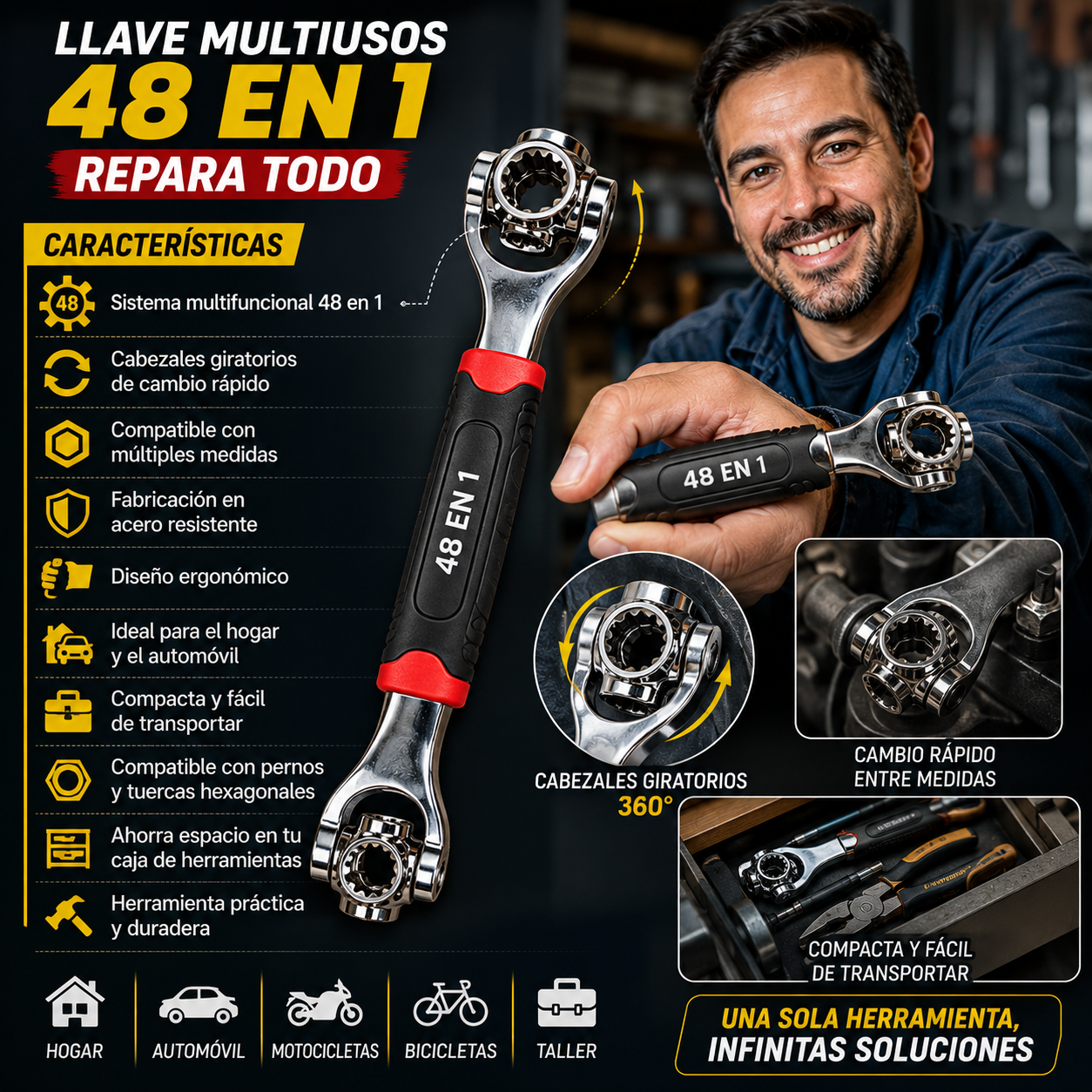 Llave Multiusos 48 en 1 Repara Todo