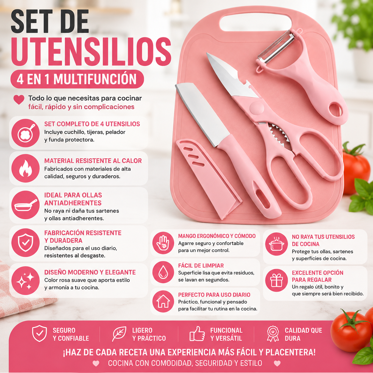 Juego de Utensilios de Cocina 4 Piezas