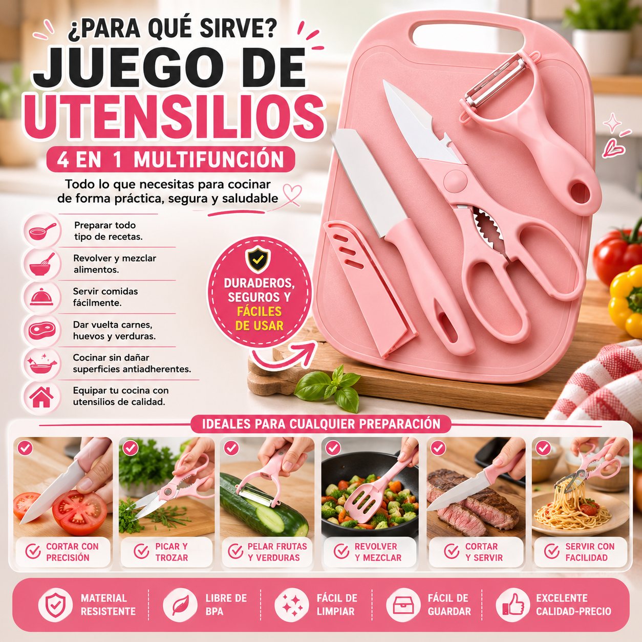Juego de Utensilios de Cocina 4 Piezas