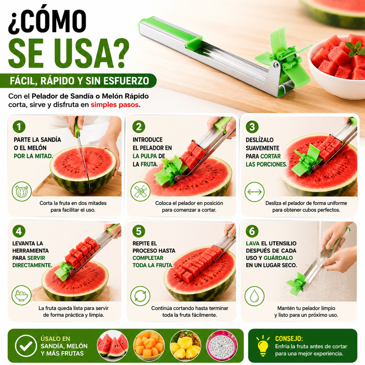 Pelador de Sandía o Melón Rápido