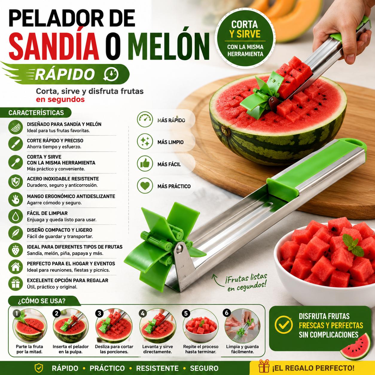 Pelador de Sandía o Melón Rápido