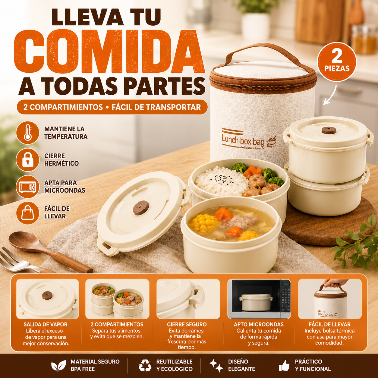 Lonchera 420 ml / 520 ml con Forro Térmico