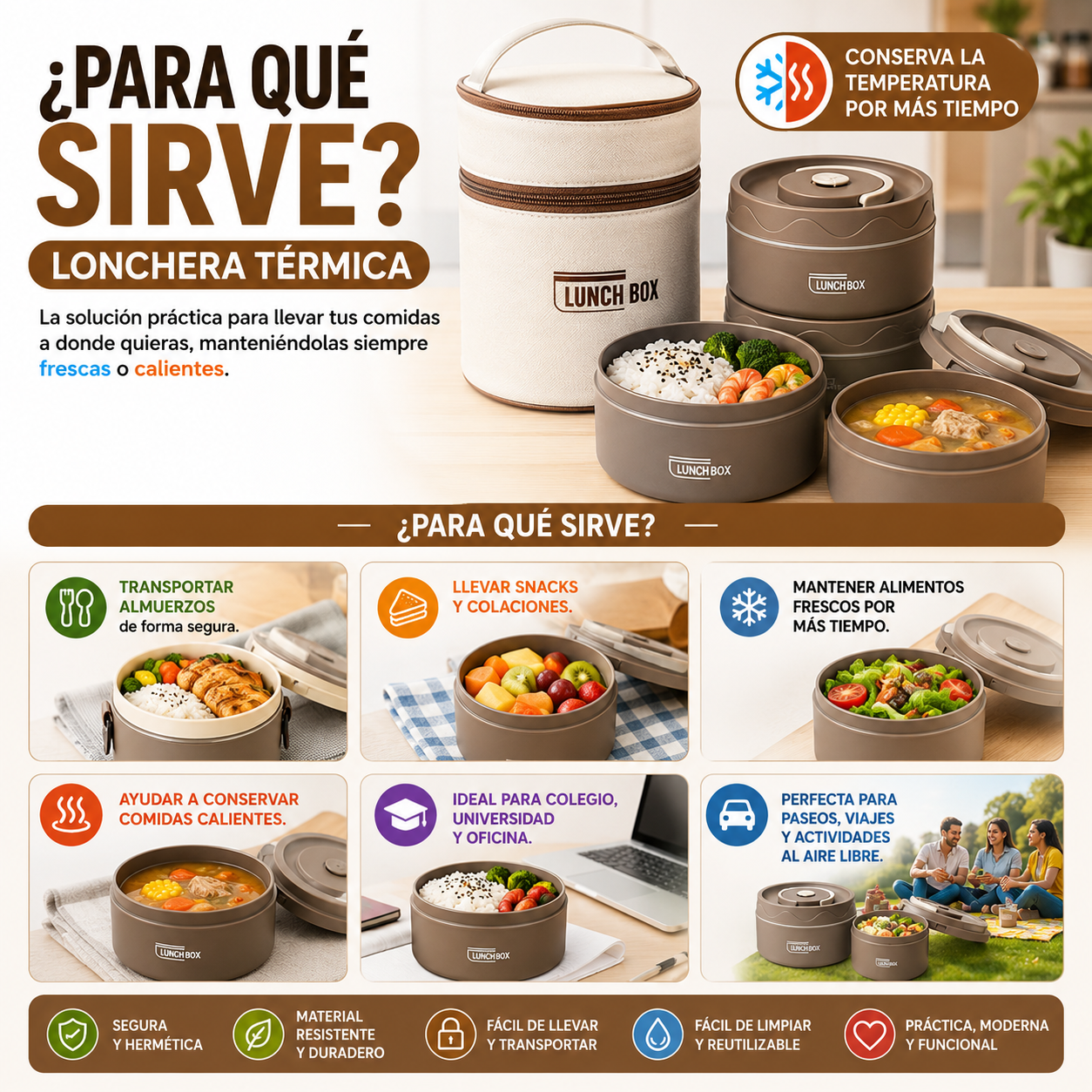 Lonchera 420 ml / 520 ml con Forro Térmico