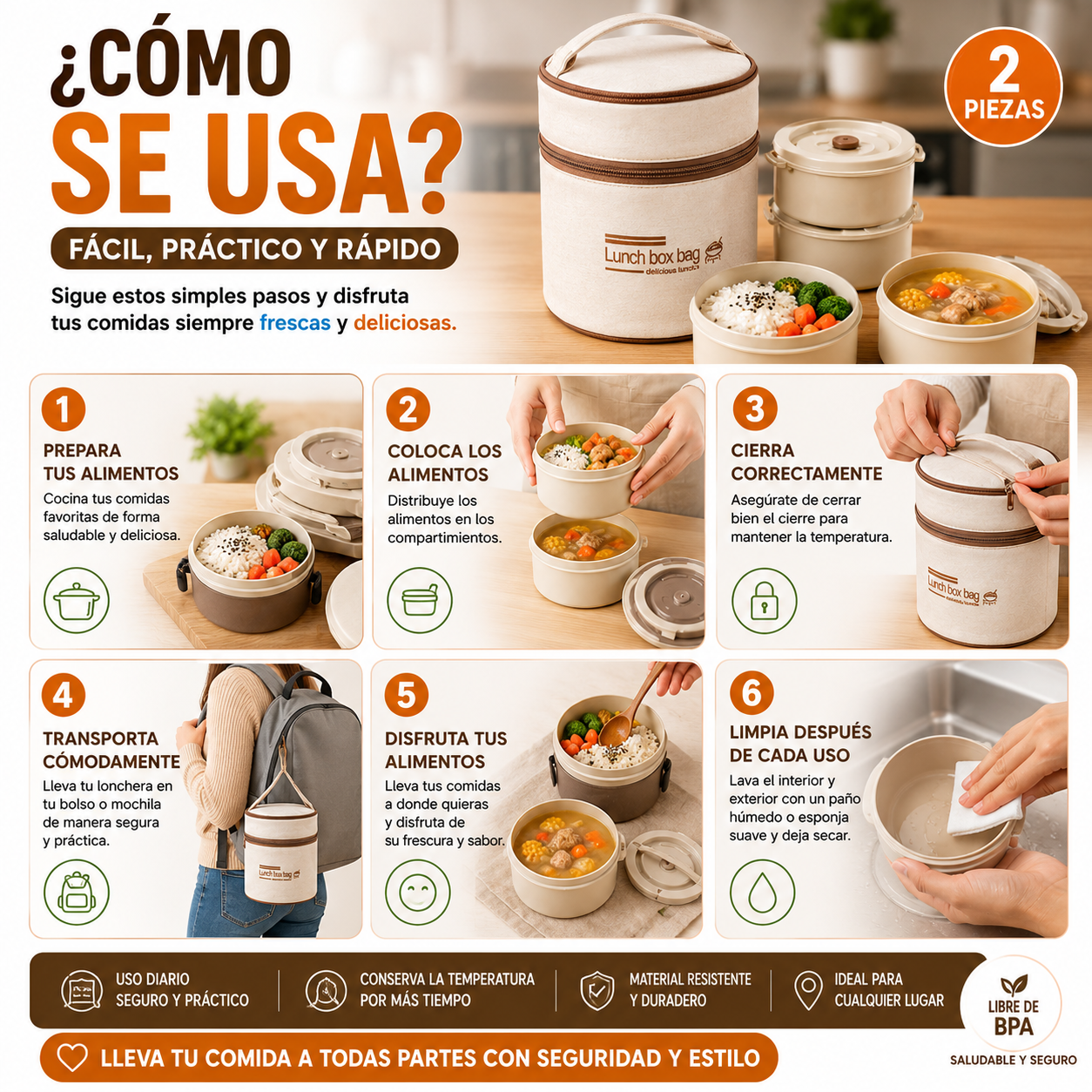 Lonchera 420 ml / 520 ml con Forro Térmico