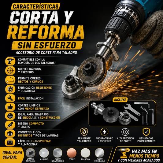 Cortador de Latas y Placas para Taladro