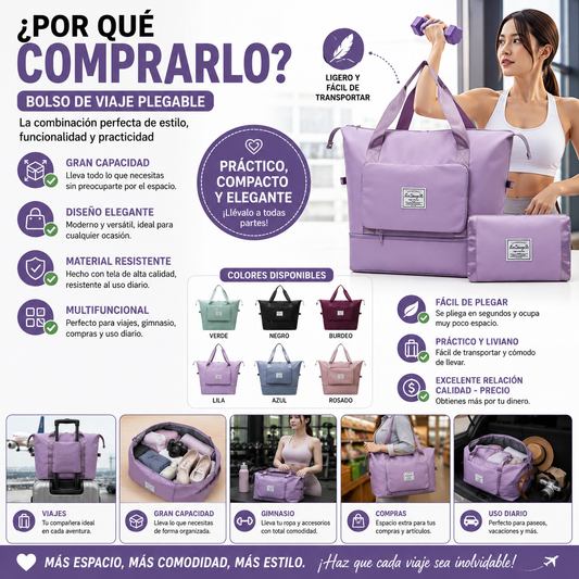 Bolso de Viaje Plegable Mujer Amplio