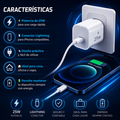 ⚡ Cargador Lightning 25W para iPhone