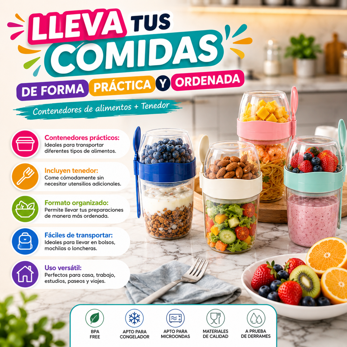 Contenedores de Alimentos + Tenedor
