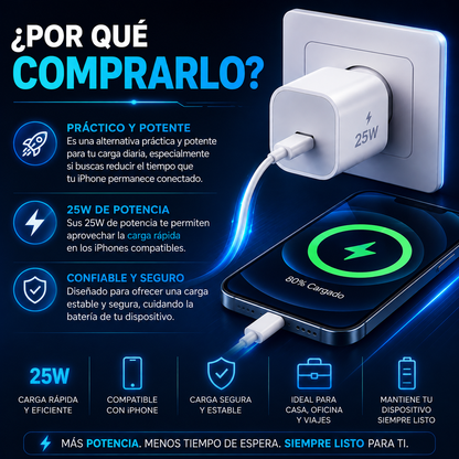 ⚡ Cargador Lightning 25W para iPhone