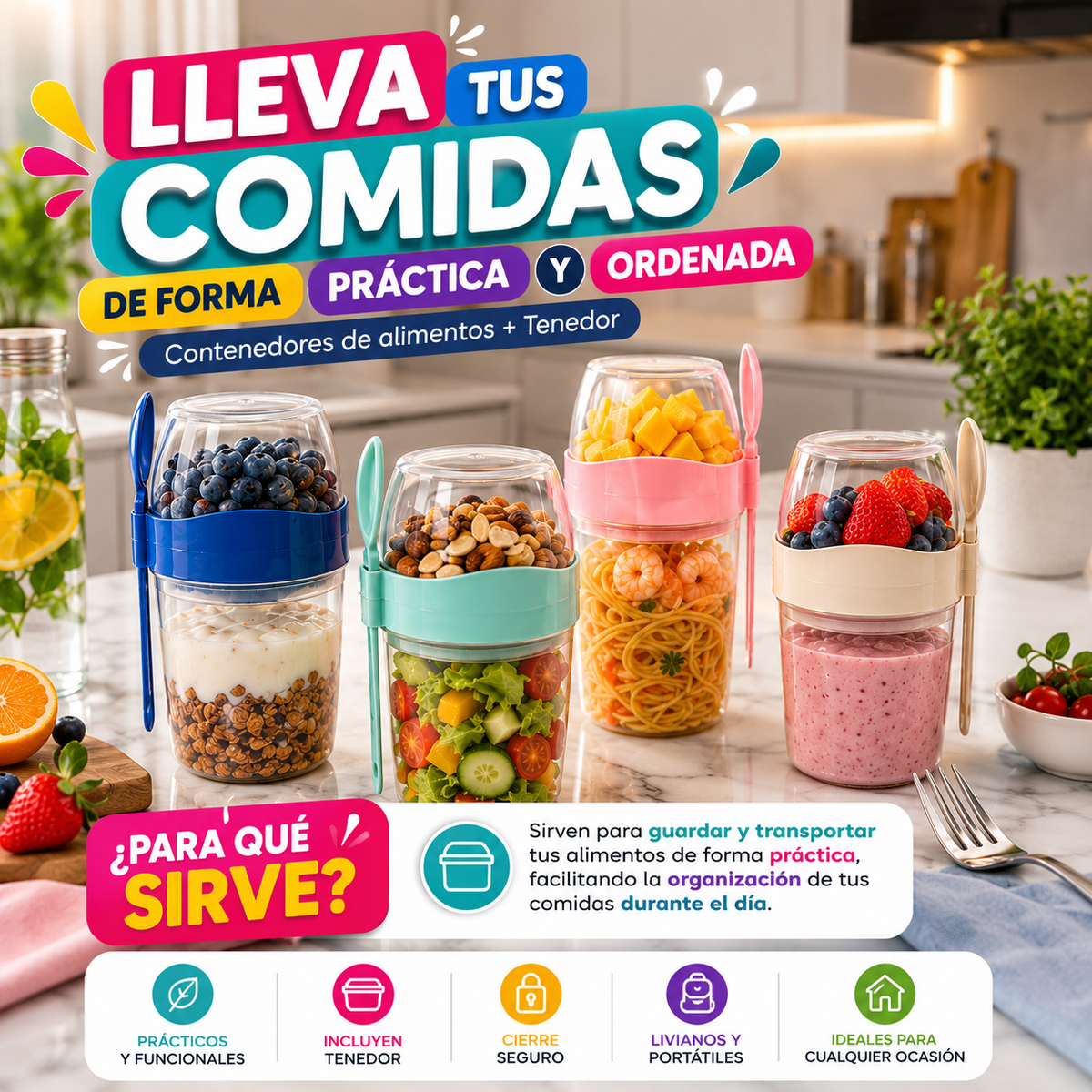 Contenedores de Alimentos + Tenedor