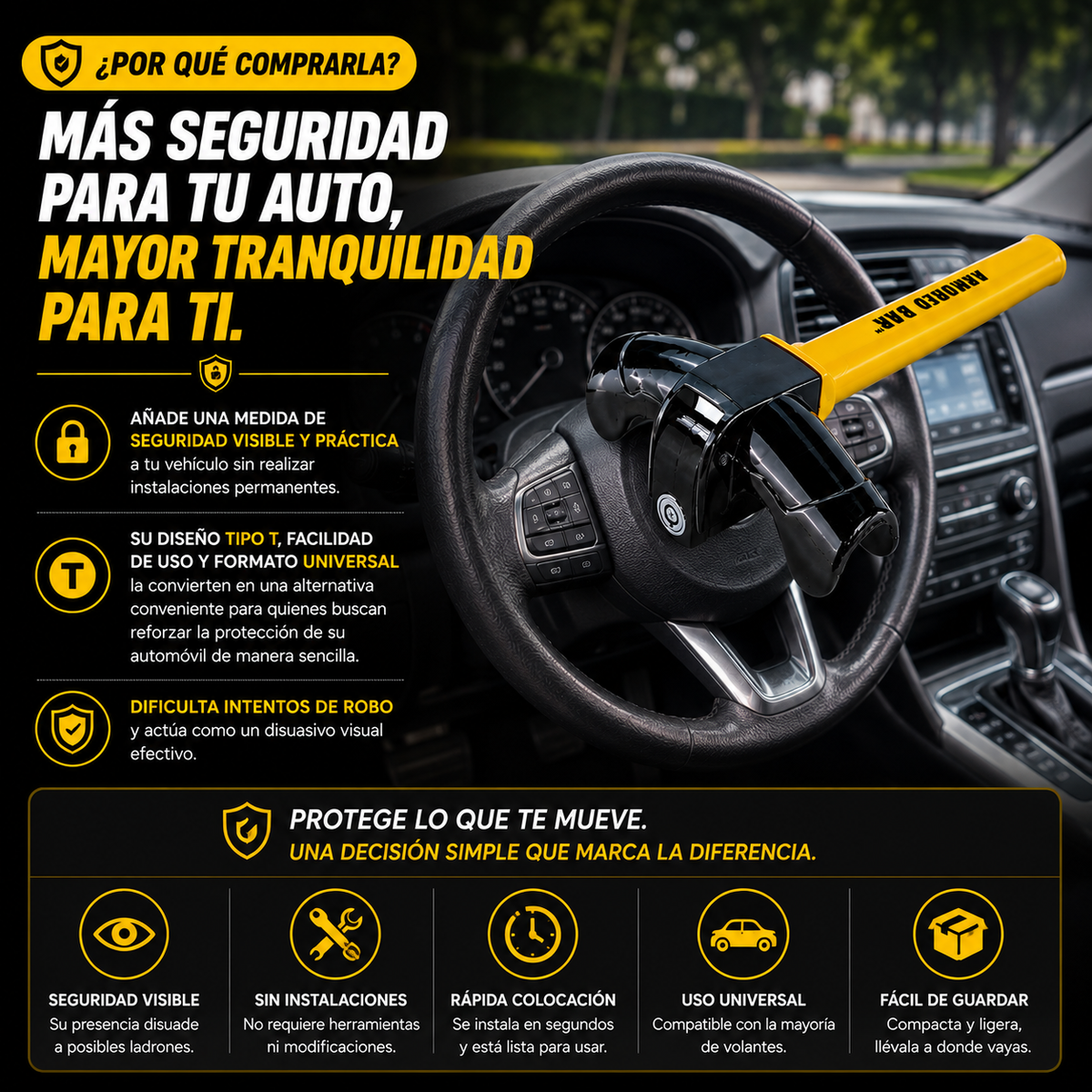 Cerradura Tipo T Universal para Volante