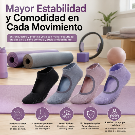 Pack de 4 Calcetines de Yoga Halter Antideslizantes