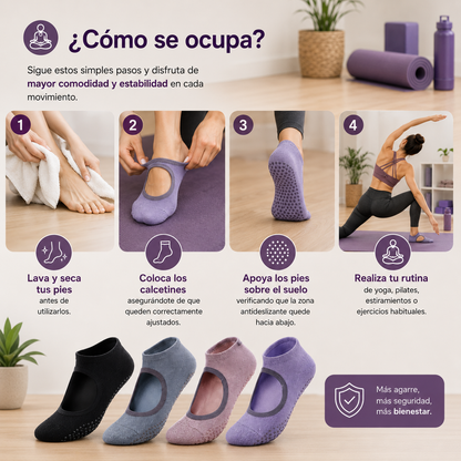 Pack de 4 Calcetines de Yoga Halter Antideslizantes