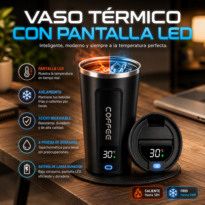 VASO TÉRMICO CON PANTALLA LED