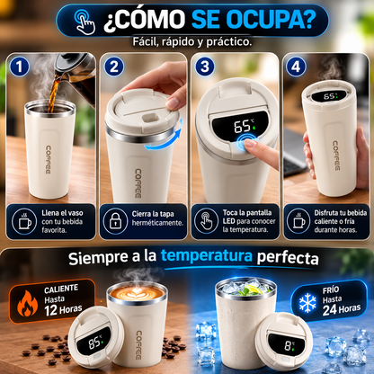 VASO TÉRMICO CON PANTALLA LED