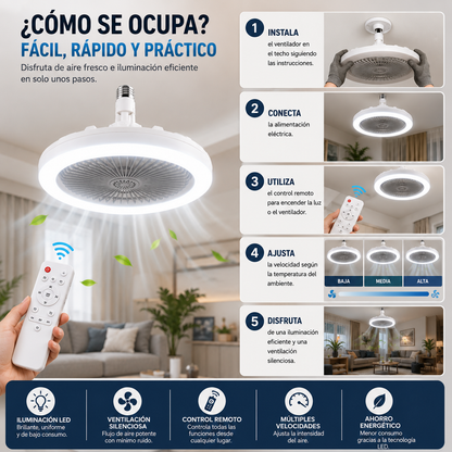 Ventilador De Techo Y Luz Led Con Contro