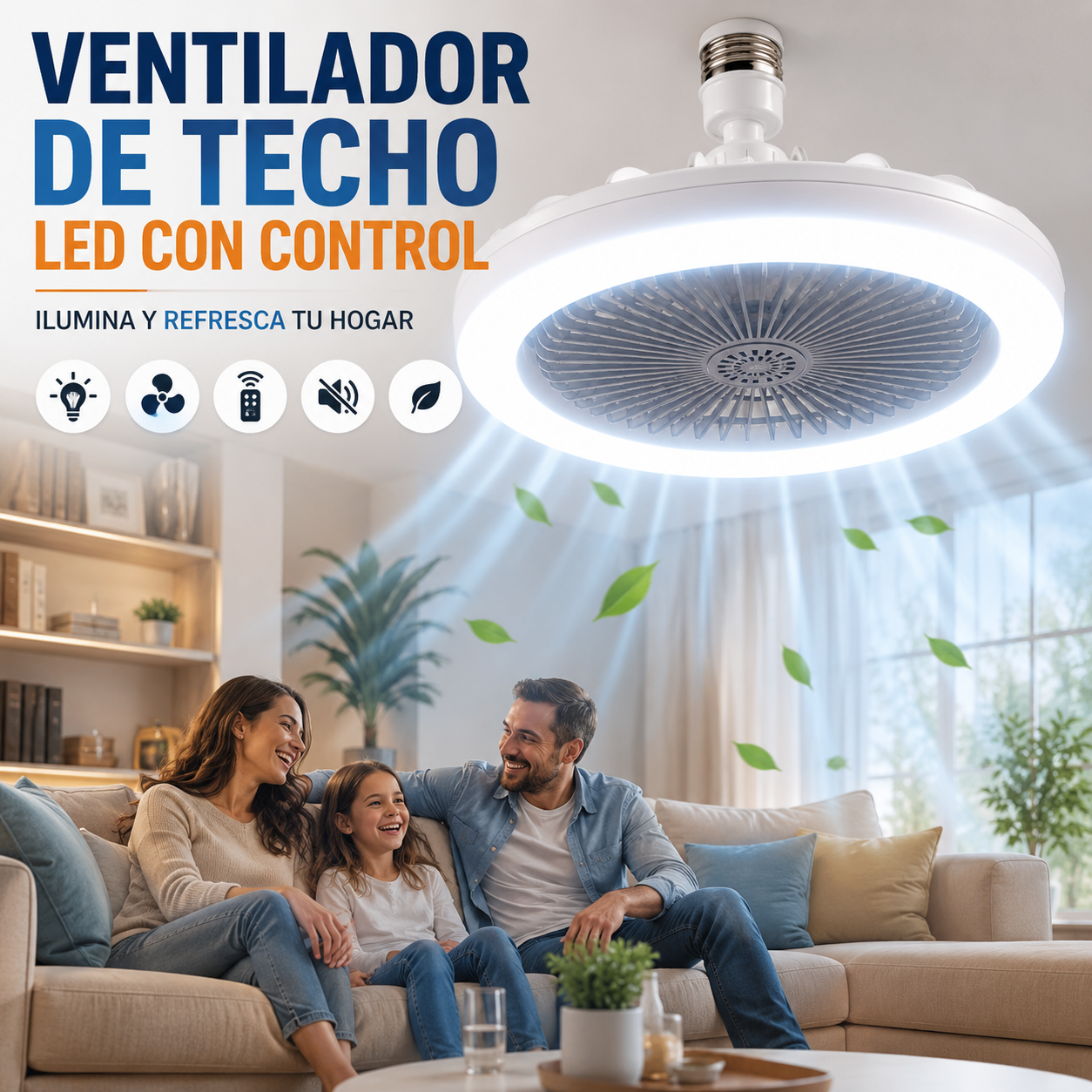 Ventilador De Techo Y Luz Led Con Contro