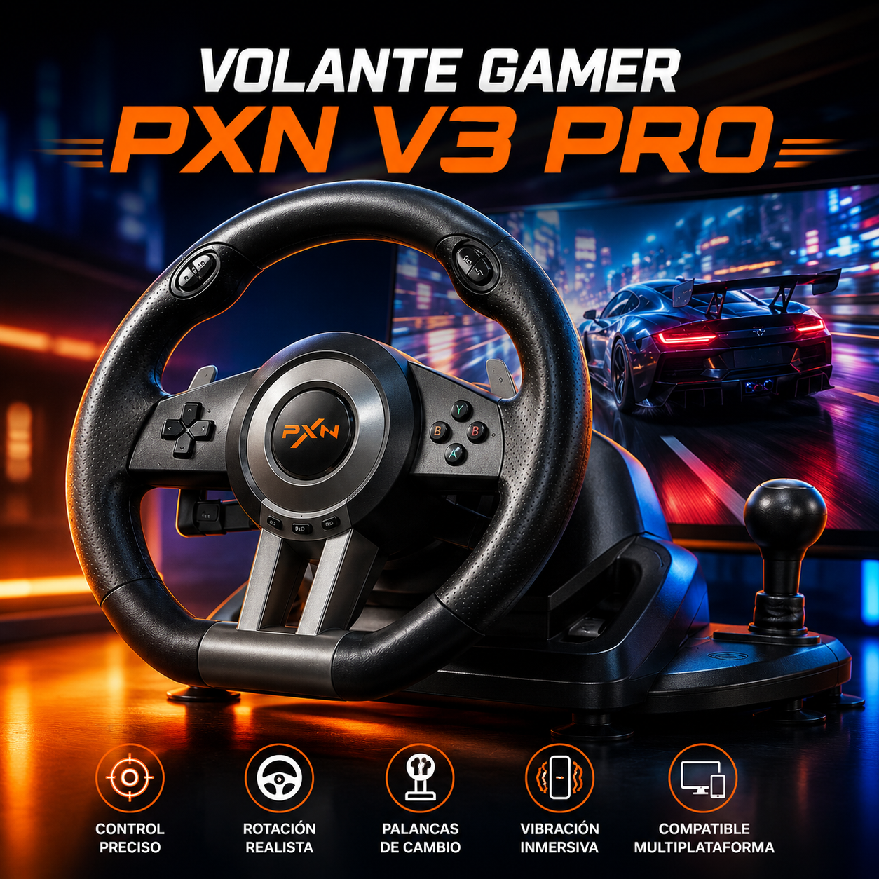 VOLANTE GAMER PXN V3 PRO
