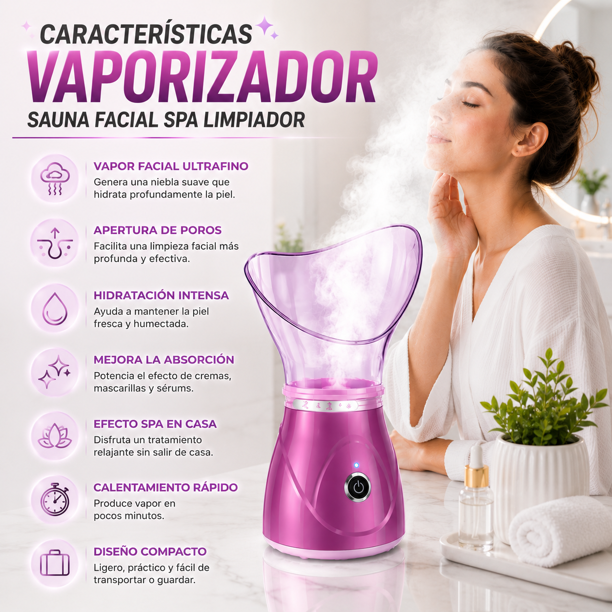VAPORIZADOR SAUNA FACIAL SPA LIMPIADOR