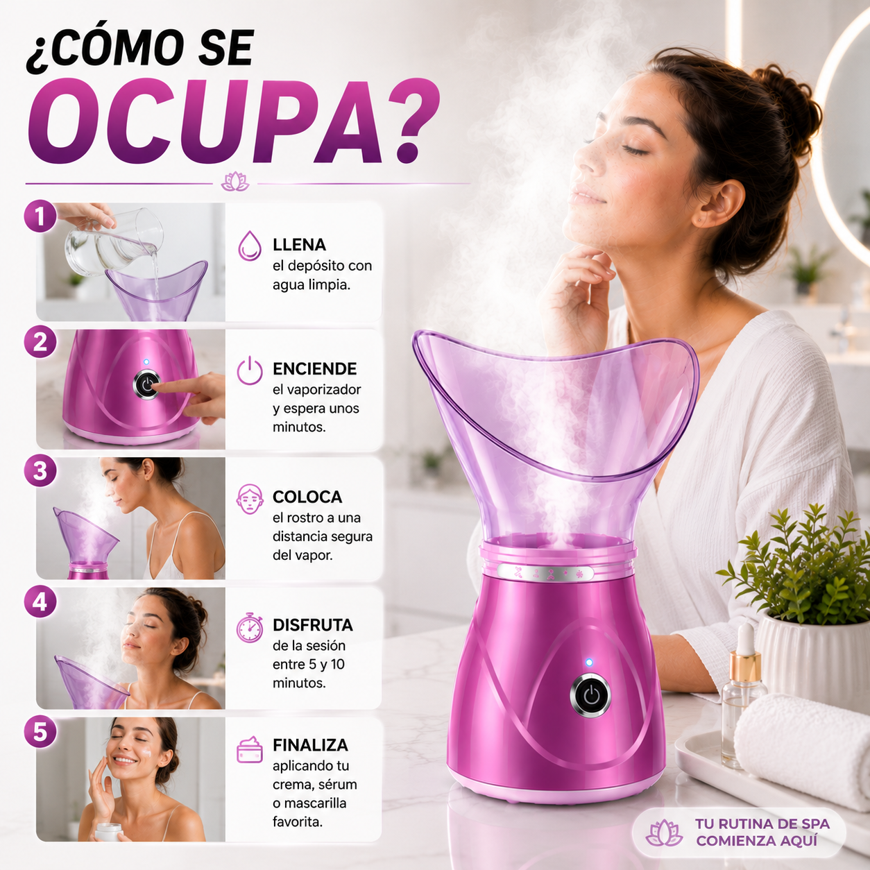 VAPORIZADOR SAUNA FACIAL SPA LIMPIADOR