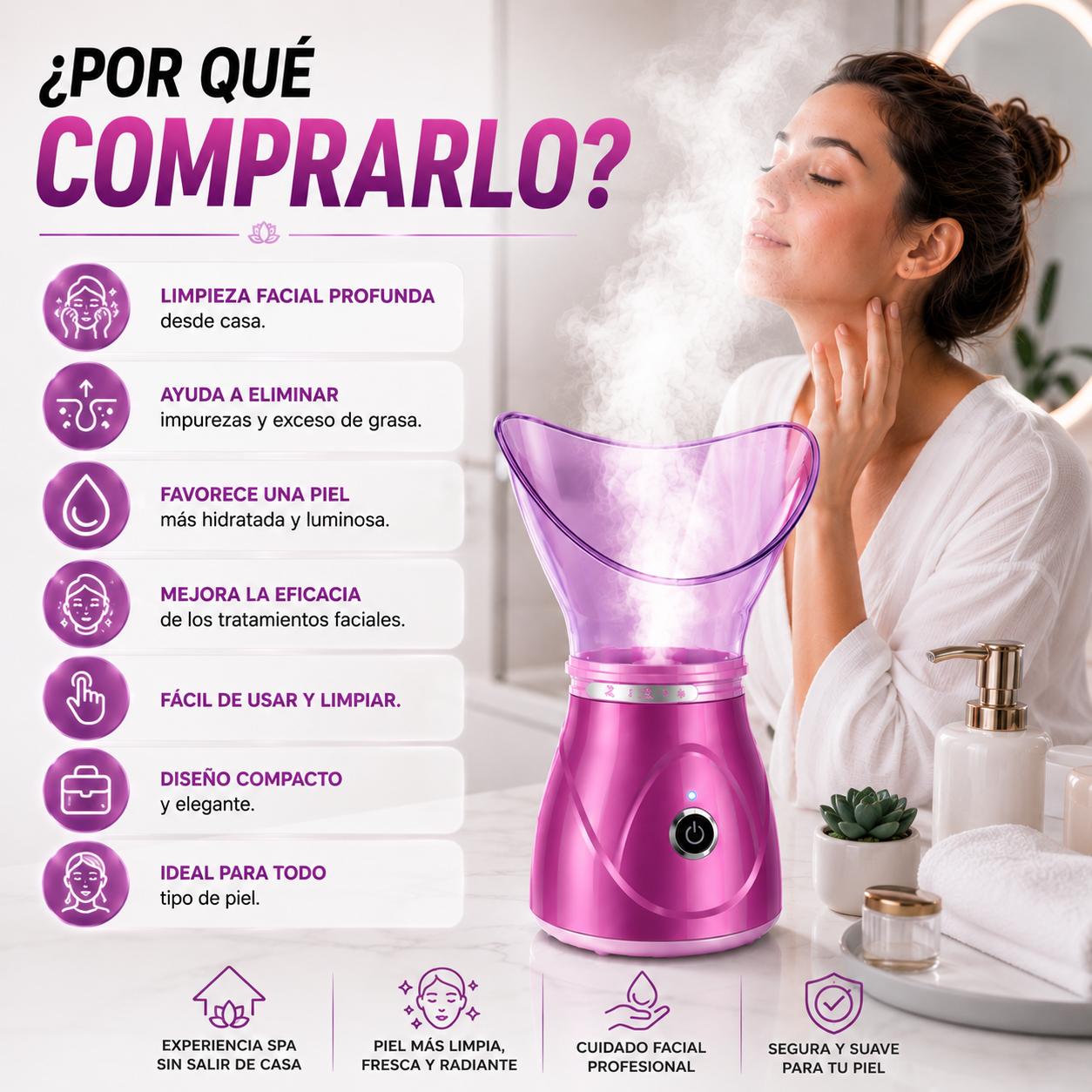 VAPORIZADOR SAUNA FACIAL SPA LIMPIADOR