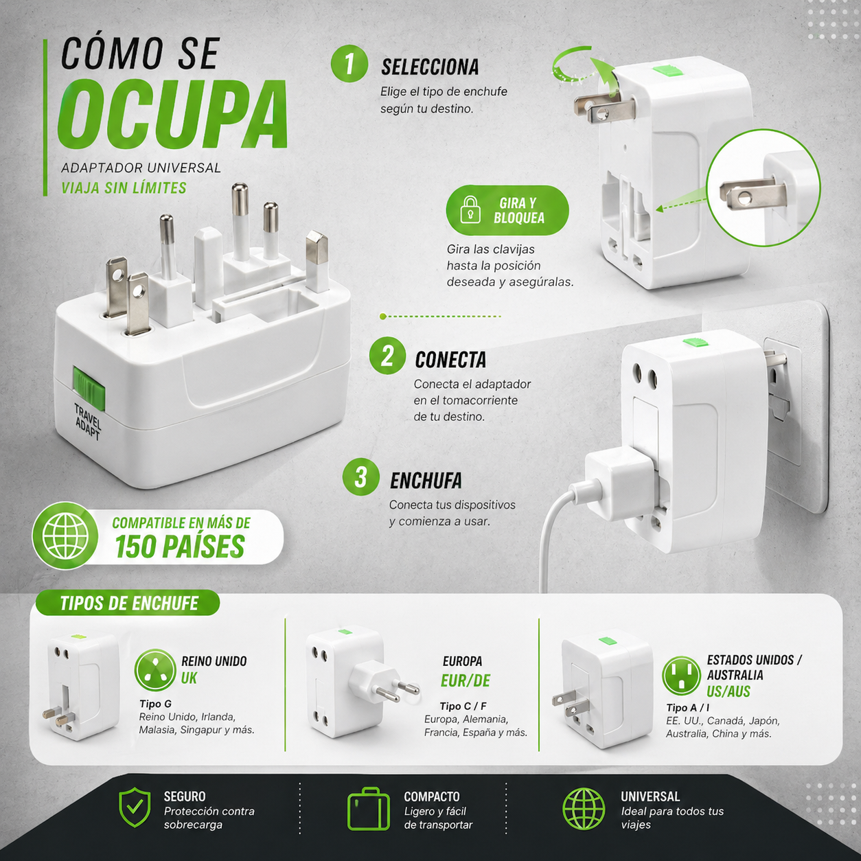 Adaptador Enchufe Universal Para Viajes