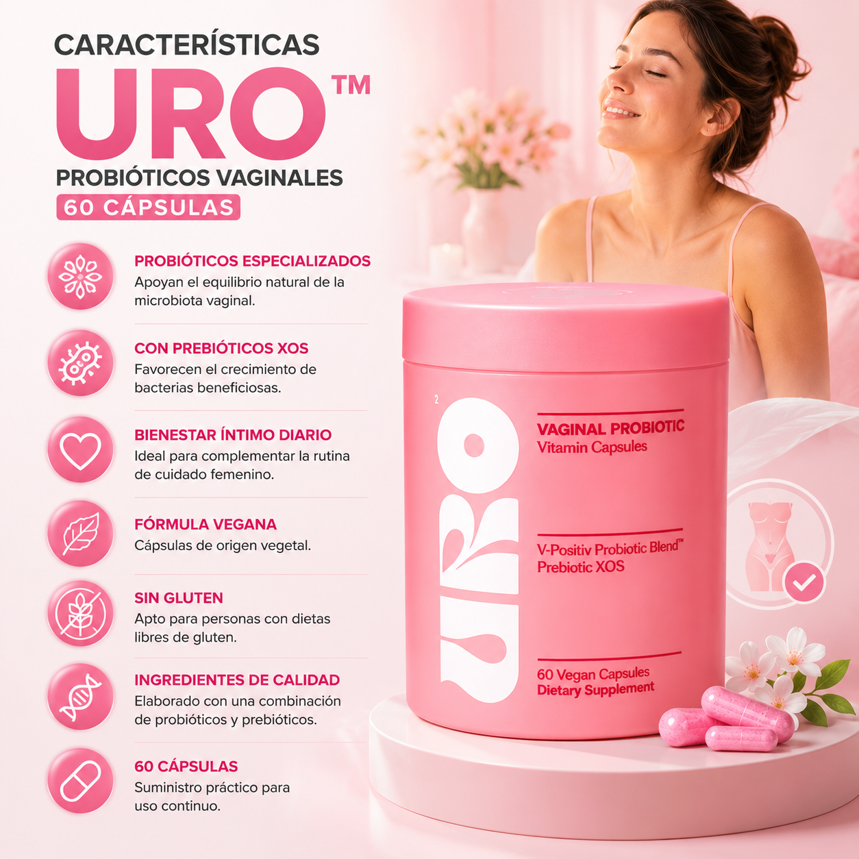 URO™ - Probióticos Vaginales 60 Capsulas 🌿