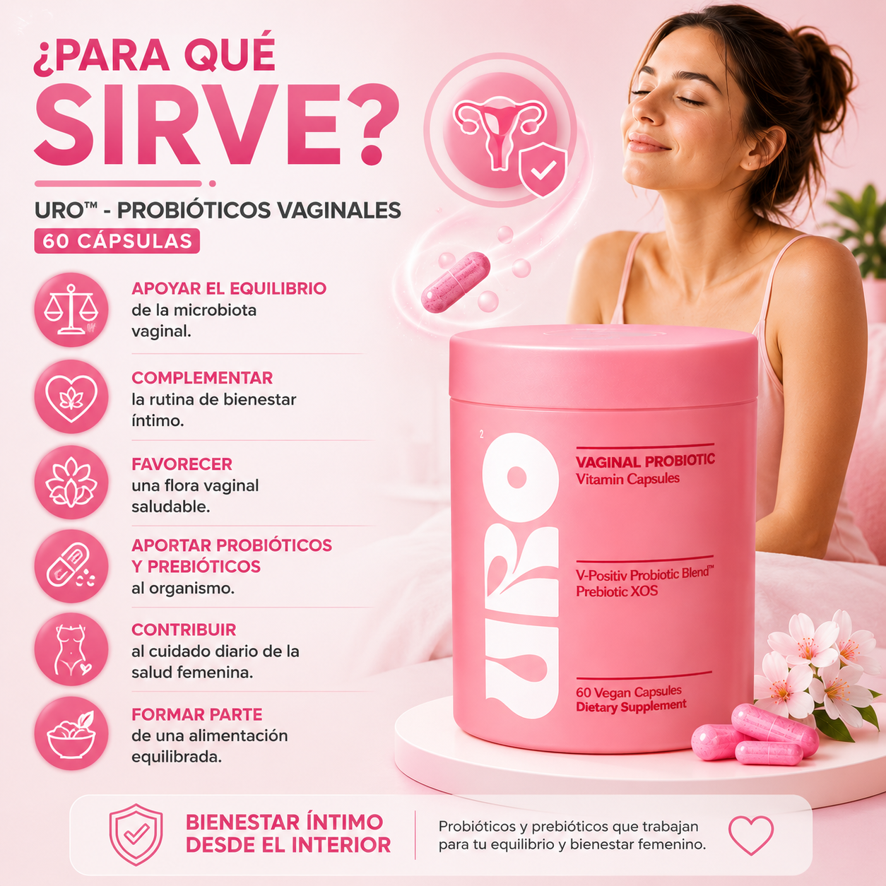 URO™ - Probióticos Vaginales 60 Capsulas 🌿
