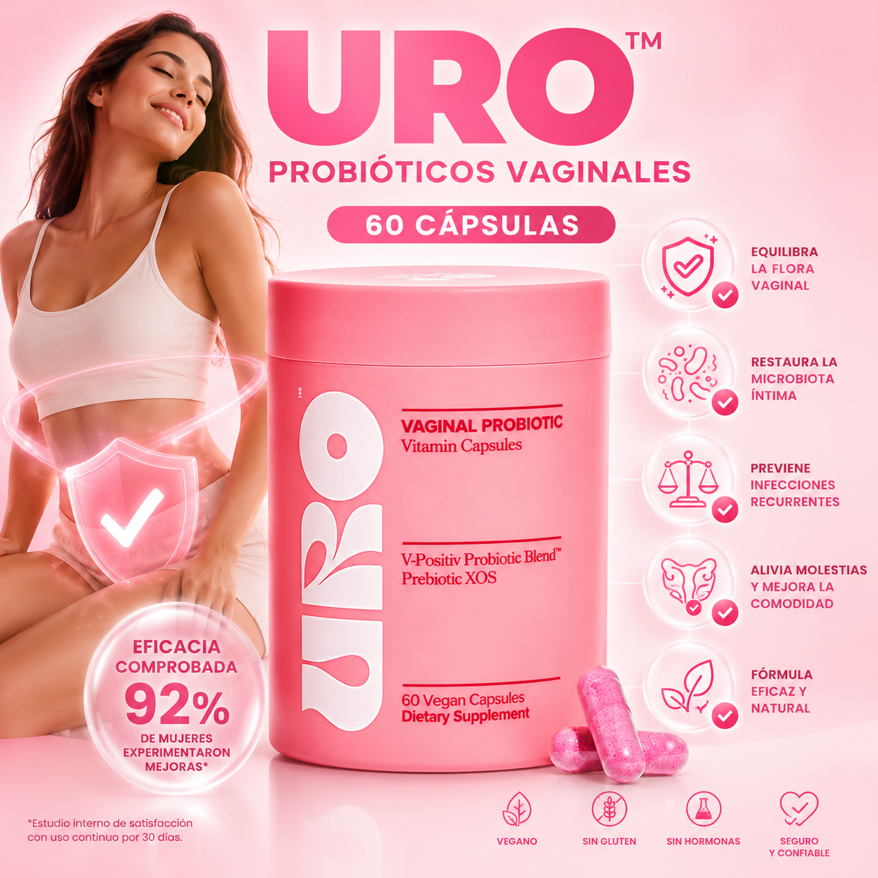 URO™ - Probióticos Vaginales 60 Capsulas 🌿