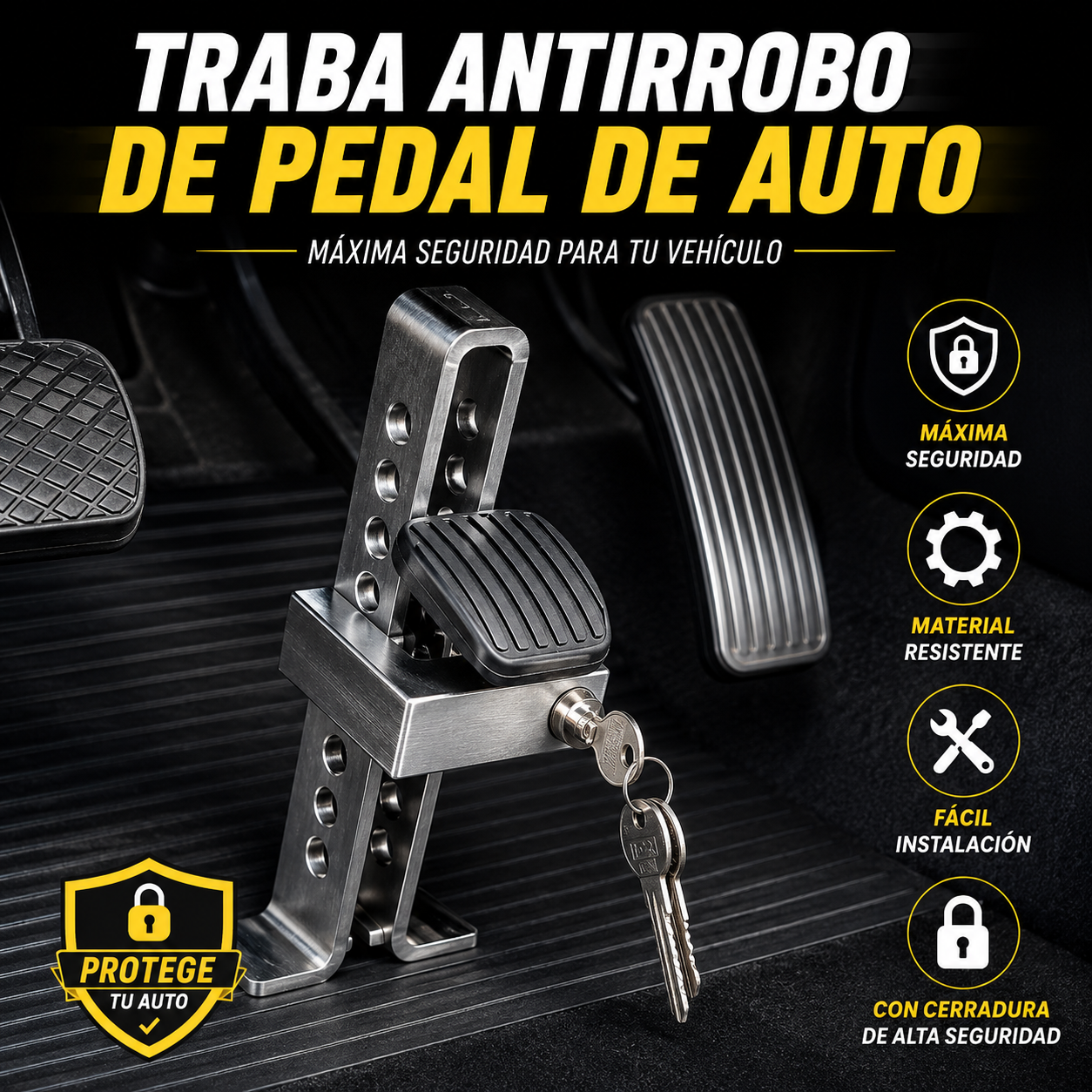 TRABA PEDAL  ANTIRROBO AUTOMÓVIL