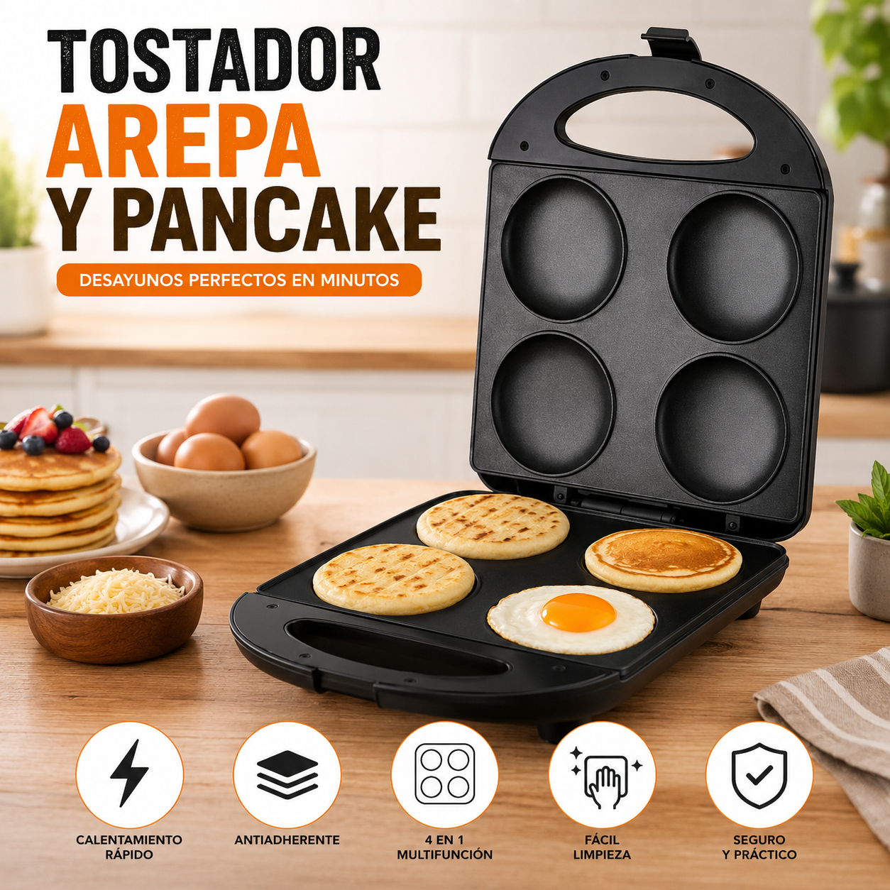 🥞 Tostador Eléctrico para Arepas y Pancakes