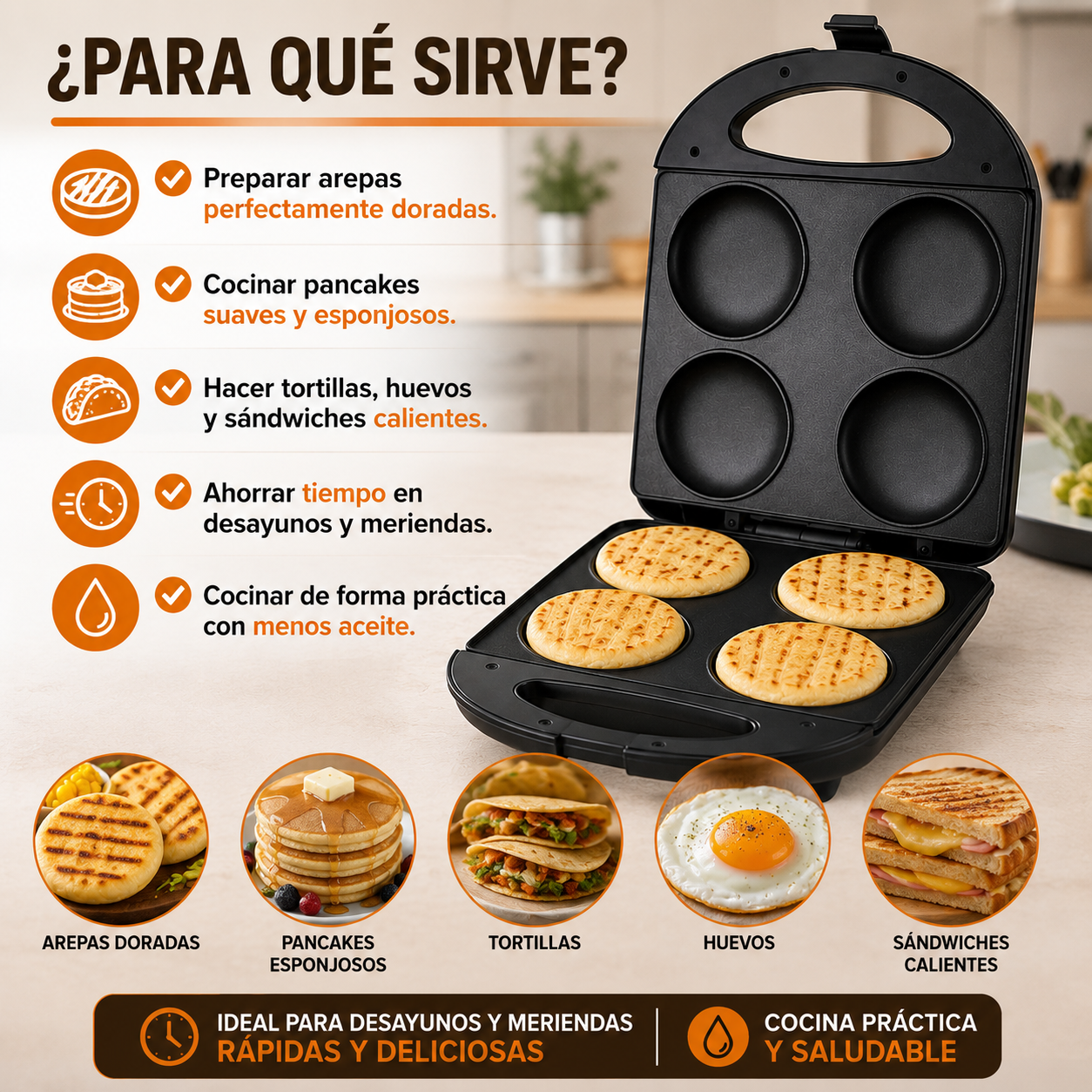 🥞 Tostador Eléctrico para Arepas y Pancakes