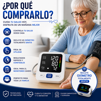 TENSIOMETRO DIGITAL - CUIDA TU VIDA EN TODO MOMENTO ¡Incluye Oxímetro Digital de Regalo! ♥️😱