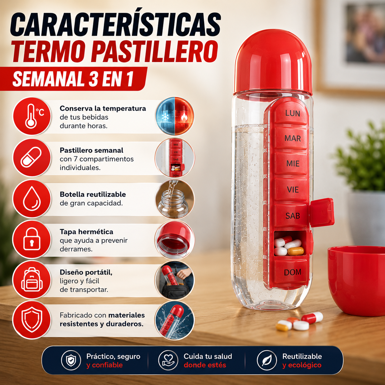 TERMO PASTILLERO SEMANAL 3 EN 1