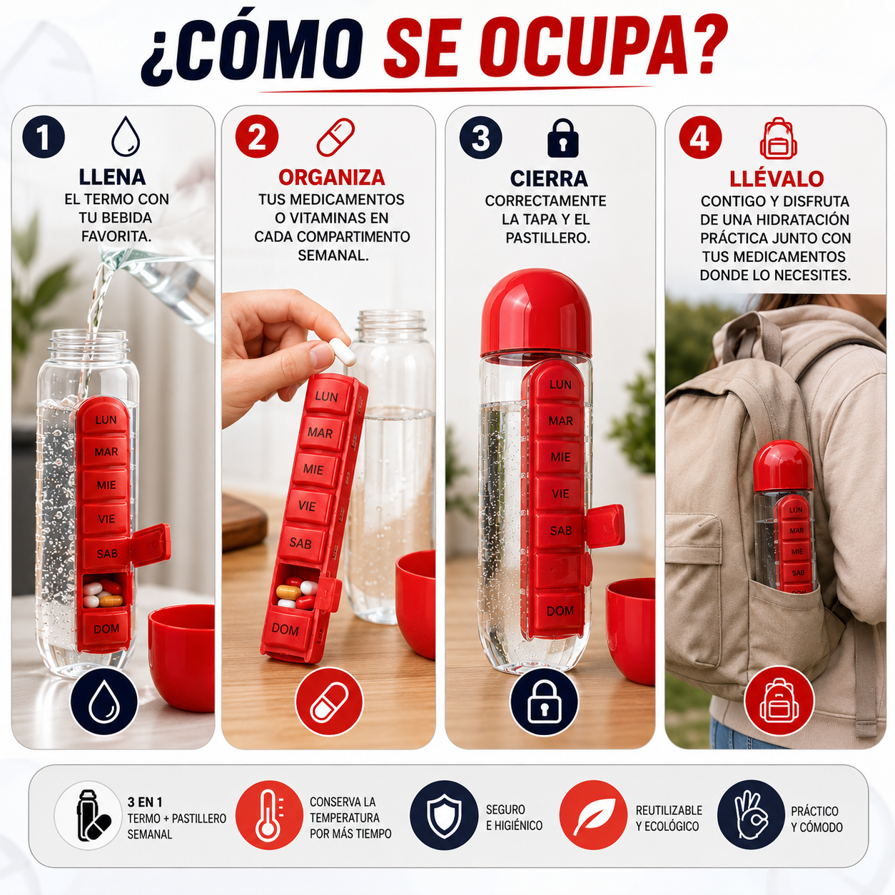TERMO PASTILLERO SEMANAL 3 EN 1