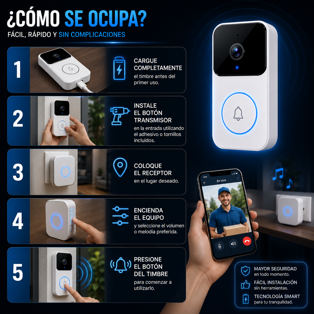 Timbre de Seguridad Smart Recargable