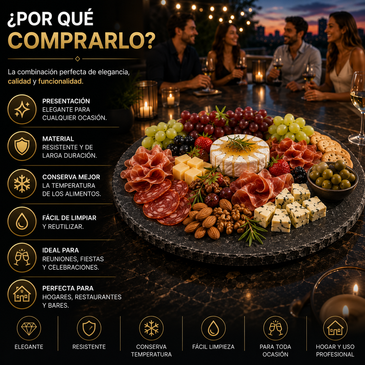 Tabla Cocktail Coctel Aperitivos Piedra