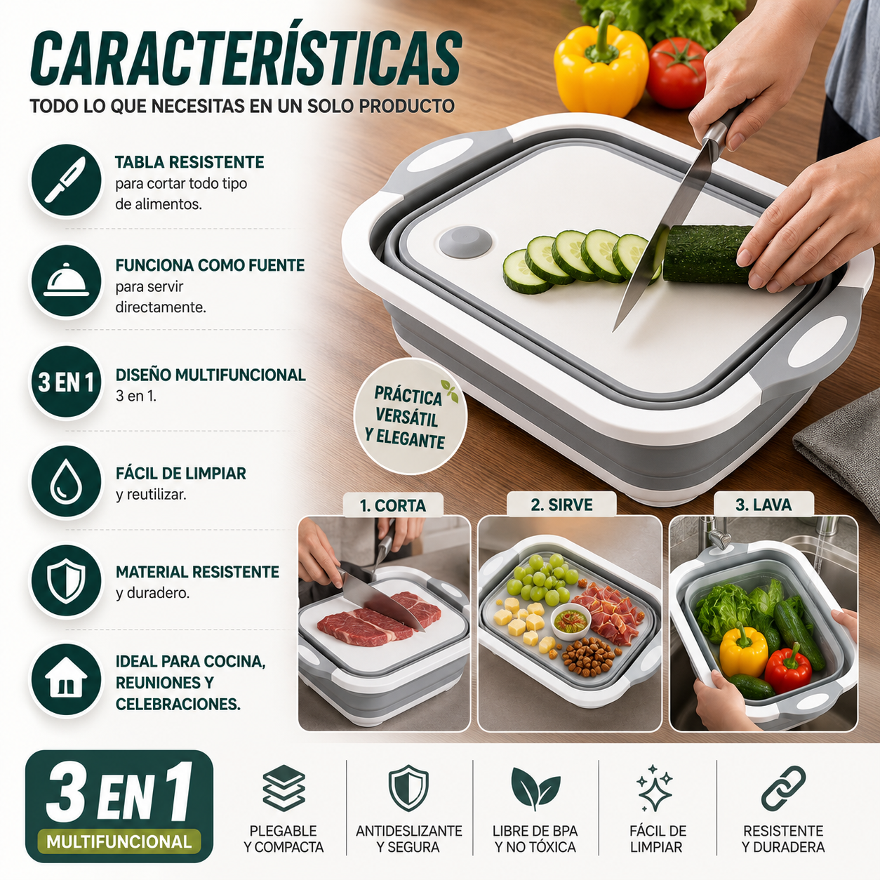 Tabla Multifuncional 3 En 1