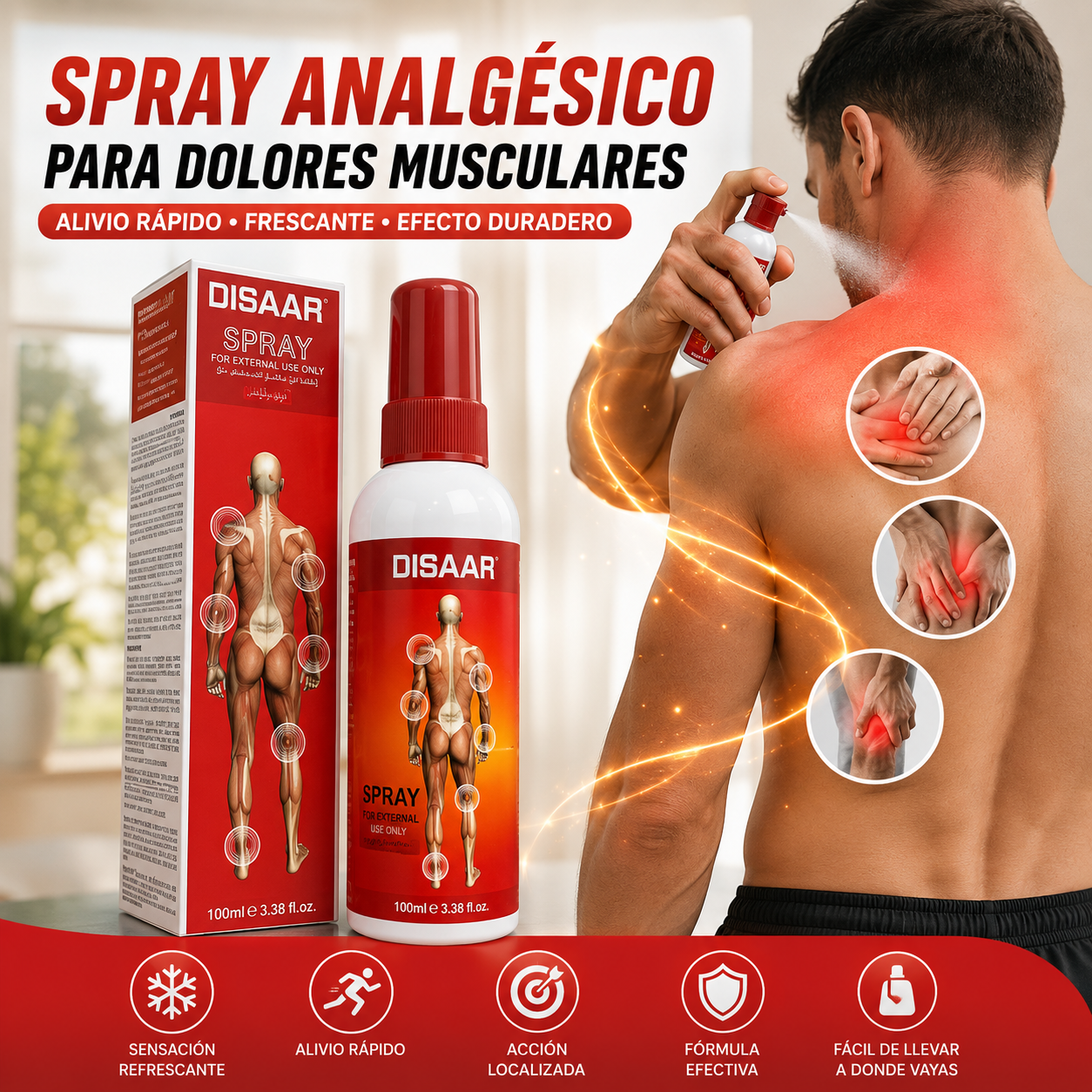 Spray Analgésico para Dolores Musculares – Alivio Rápido y Refrescante