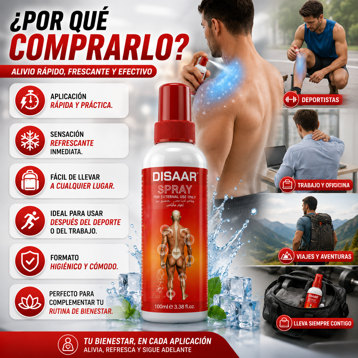 Spray Analgésico para Dolores Musculares – Alivio Rápido y Refrescante