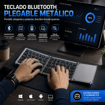 TECLADO BLUETOOTH PLEGABLE METÁLICO