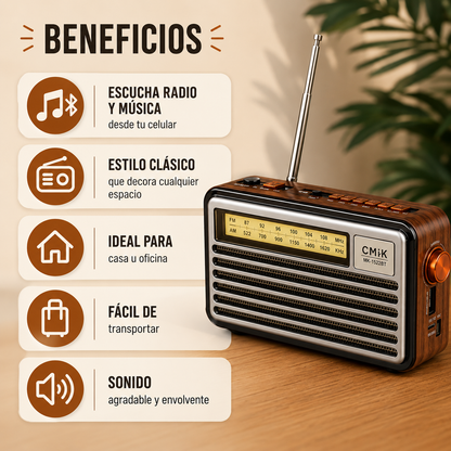 RADIO PORTATIL RETRO AM/FM BLUETOOTH