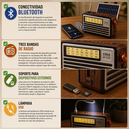 RADIO PORTATIL RETRO AM/FM BLUETOOTH