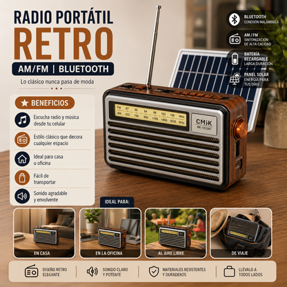 RADIO PORTATIL RETRO AM/FM BLUETOOTH