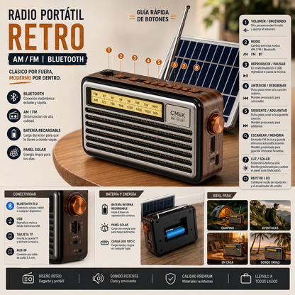 RADIO PORTATIL RETRO AM/FM BLUETOOTH