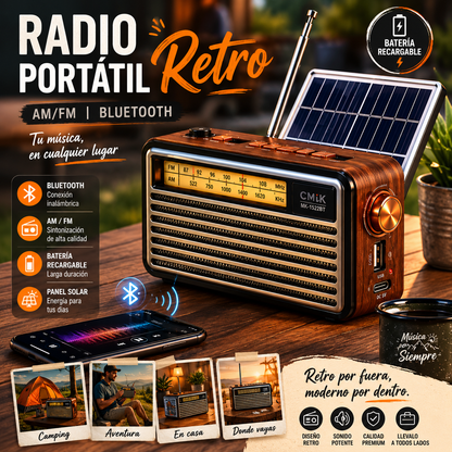 RADIO PORTATIL RETRO AM/FM BLUETOOTH